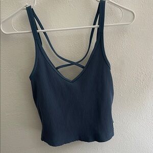 Vuori Strappy Ribbed Tank Top in Deep Blue